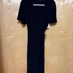 Old Navy Black Midi Wrap Dress